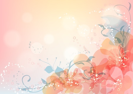 abstract background  with flowers and leavesのイラスト素材