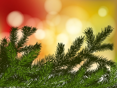 background with fir branches and lightsのイラスト素材