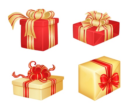 4 Christmas gifts on white backgroundのイラスト素材