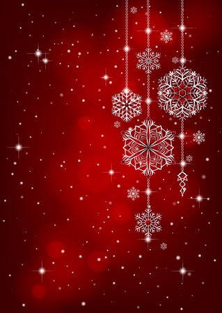 Red Christmas background with snowflake decorationのイラスト素材