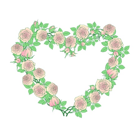 rose branches forming heart shapeのイラスト素材