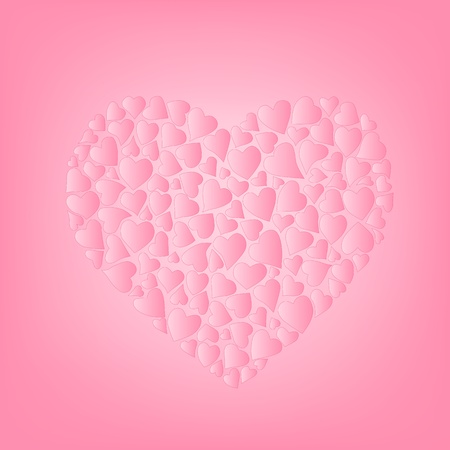 Pink heart made of little heartsのイラスト素材