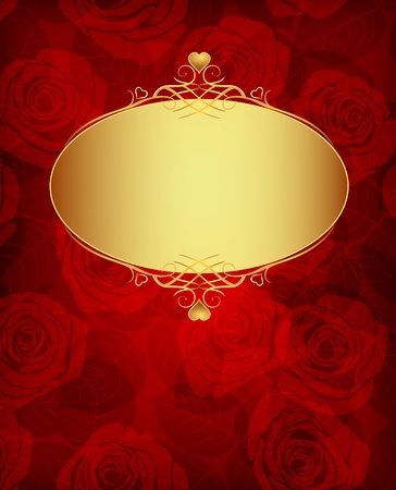 Valentine day background with golden labelのイラスト素材