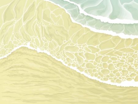 Sand beach  and wave breaking into foamのイラスト素材