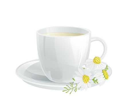 Cup of tea with chamomile flowersのイラスト素材