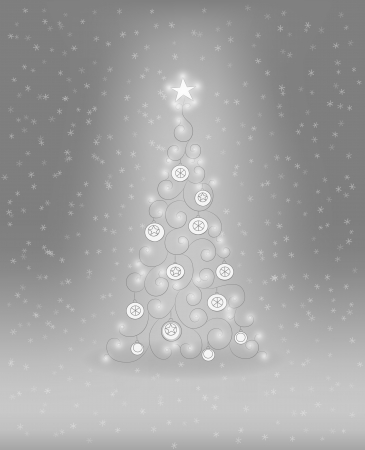 Decorative Christmas tree with baubles and lightsのイラスト素材