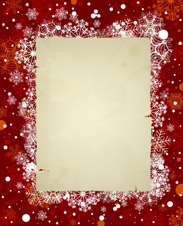 Winter background with old paper and snowflakesのイラスト素材