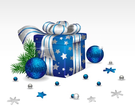 Christmas background with baubles and giftのイラスト素材