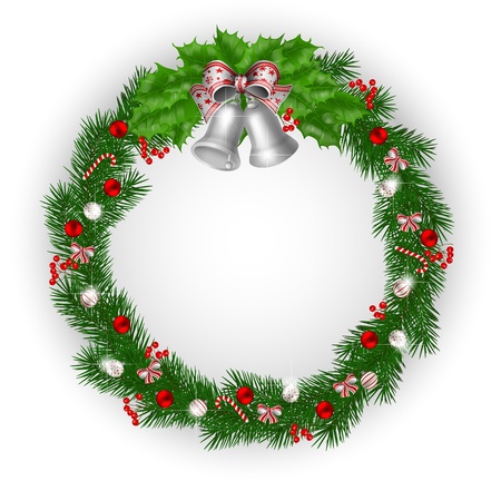 Christmas wreath with bells and decorationのイラスト素材