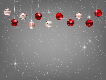 Christmas background with baubles and falling snowのイラスト素材