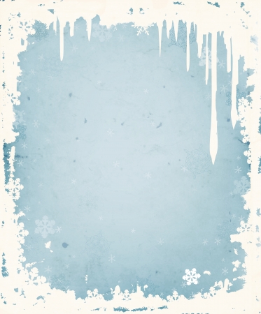 Winter background with frame of icicles and snowflakesのイラスト素材