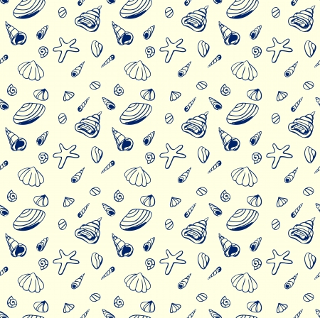 Seamless pattern with various shellsのイラスト素材