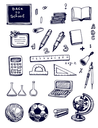 Hand - drawn  Back to School setのイラスト素材