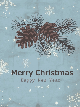 Hand drawn branches with pine conesのイラスト素材