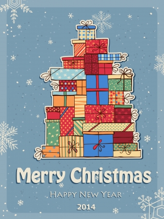 Hand - drawn Christmas background with pile of giftsのイラスト素材