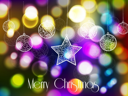 Lace star and baubles on bokeh background with Christmas lightsのイラスト素材