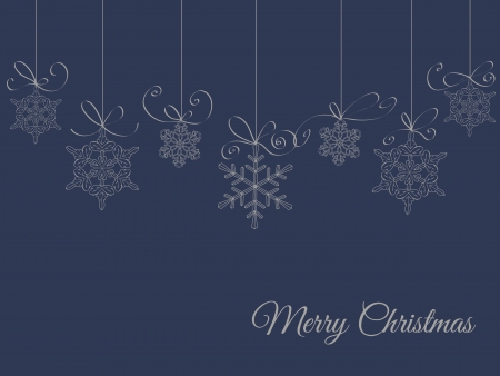 Snowflakes with bows on blue background, Christmas backgroundのイラスト素材