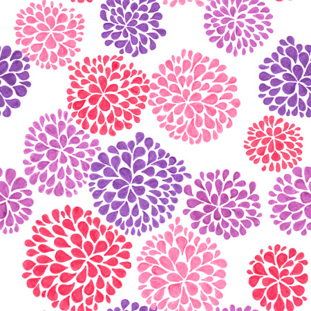 Hand - drawn watercolor flowers on white background. seamless pattern for design.のイラスト素材