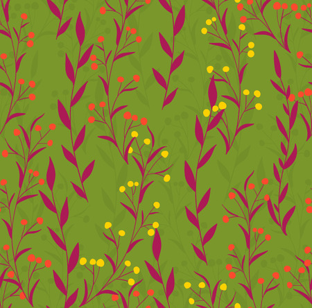 Seamless patterns with hand drawn stylized flowers and leaves.のイラスト素材