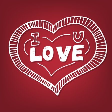 Valentines day card. heart shaped frame with lettering on red background.  illustration contains gradient meshes.のイラスト素材