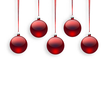 Red Christmas baubles on white background with space for text.のイラスト素材