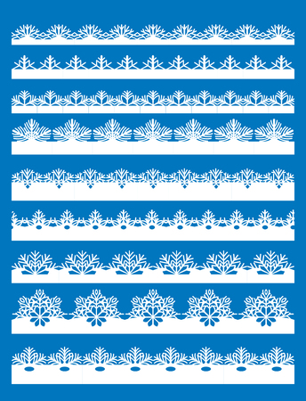 Seamless snowflake borders, elements for Christmas design.のイラスト素材