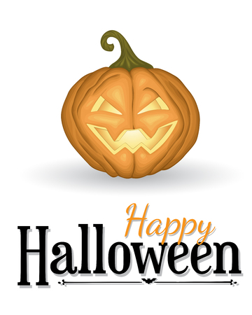 Halloween with pumpkin lantern and lettering on white background.のイラスト素材
