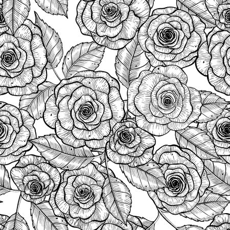 Seamless pattern with hand  drawn roses.の写真素材