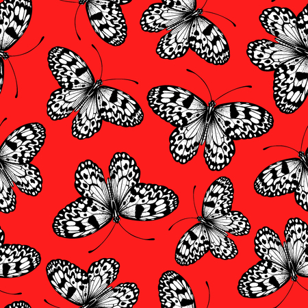 Seamless pattern with hand drawn paper kite butterflies. Element for design.の写真素材