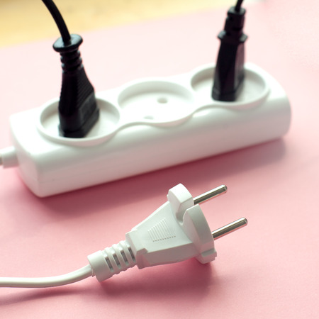 minimal concept, unplugged cord, Messy of electrical cords and wires unconnected electrical power...