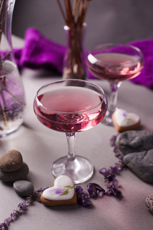 Close up view of colorful cocktails and decor for Halloween party. Mystical drink recipe for Halloween party. Selective focus. Copy spaceの写真素材