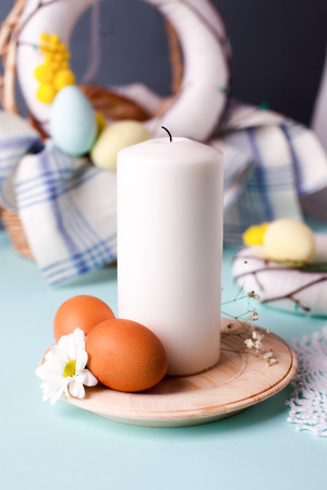 a festive Easter table, a light morning, a traditional Christian festive breakfastの写真素材