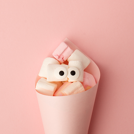 Marshmallows with eyes.の写真素材