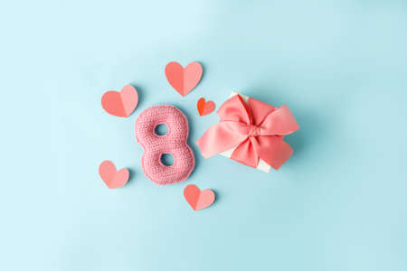 Easter floral background, various gingerbread glazed cookies end decorated with natural botanical elements on pink, flat lay, view from above, blank space for greeting text, banner, flyer, couponの写真素材