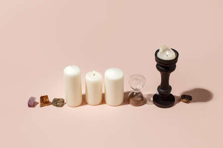 Spiritual session, tarot cards advisor, fortune telling consultation concept. Various magical...