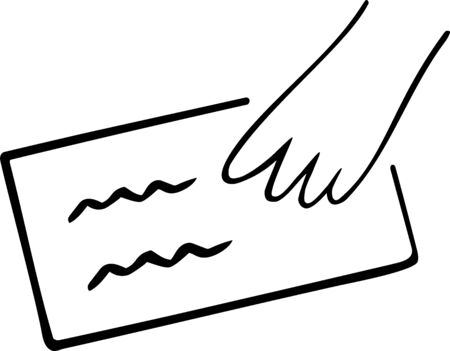 Hand holding envelope. Sending written letter or correspondence through postal service.のイラスト素材