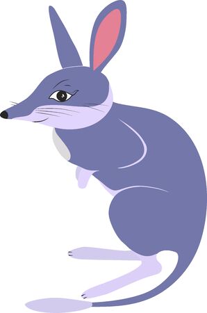 Vector illustration of bilby in cartoon simple flat style isolated on white background, label or card.のイラスト素材