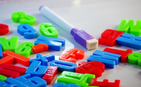 letters and numbers to study in the school on a white background