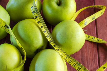 ripe green apples for a diet of healthy eatingの写真素材