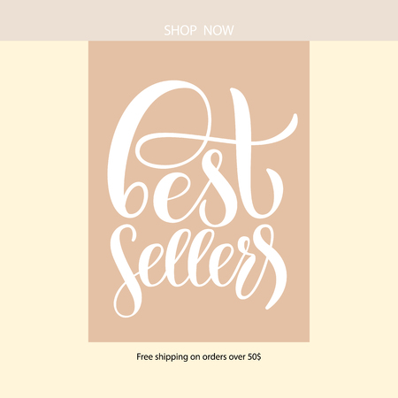 Hand sketched lettering typography for webpage with lettering "best sellers". Promotional banner for market, store, catalog.のイラスト素材