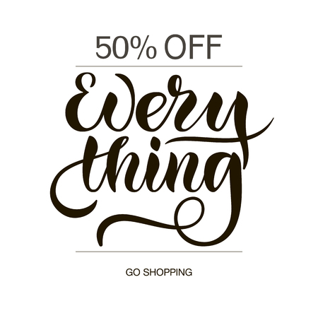 Hand drawn promotional design for banner on website, clothes store. Drawn art sign.のイラスト素材