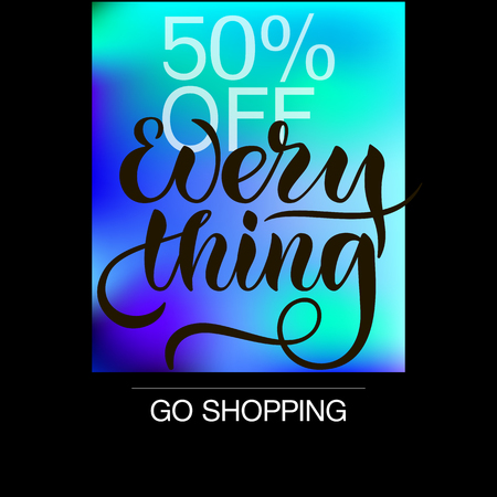 Hand drawn promotional design for banner on website, clothes store. Drawn art sign. Art illustration of logotype for sale, give away, discount,sell out, clearance, closeout, fashion, souvenir, shopのイラスト素材