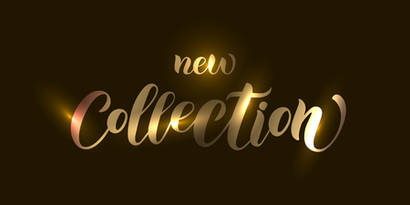 Hand drawn vector calligraphy text poster for promotion, new collection, women internet website. Concept of advertising for girl shop of clothes, accessories, shoes, watches, bags, souvenirs, flowersのイラスト素材
