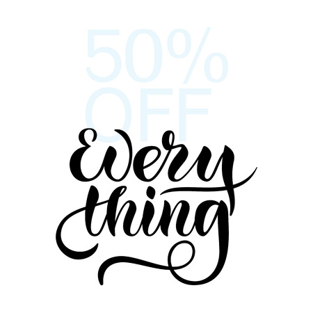 Hand drawn promotional design for banner on website, clothes store. Drawn art sign. Art illustration of logotype for sale, give away, discount,sell out, clearance, closeout, fashion, souvenir, shopのイラスト素材