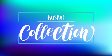 Hand drawn vector calligraphy text poster for promotion, new collection, women internet website. Concept of advertising for girl shop of clothes, accessories, shoes, watches, bags, souvenirs, flowersのイラスト素材