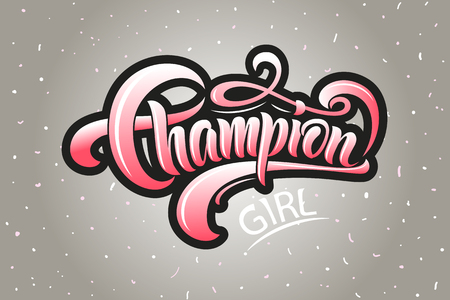 Calligraphy text for t-shirt women design, feminine internet shop. Curve lettering for original collection, fashion brand. Hand sketched banner, print or decor for souvenir goods, phone case, labelのイラスト素材