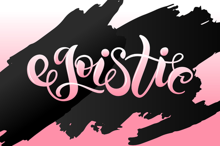 Calligraphy text for t-shirt women design, feminine internet shop. Curve lettering for original collection, fashion brand. Hand sketched banner, print or decor for souvenir goods, phone case, labelのイラスト素材