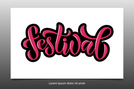 Greetings for event, card, ad poster, web page, internet site. Vector illustration, concept festival advertising. Lettering typography icon for invitation, template, game, party, ticket, blog, articleのイラスト素材