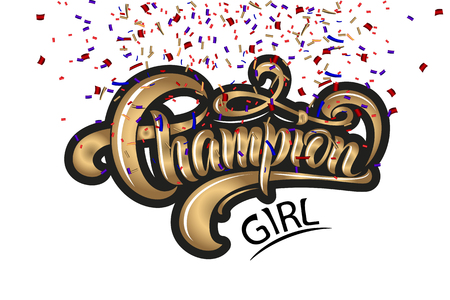Calligraphy text for t-shirt women design, feminine internet shop. Curve lettering for original collection, fashion brand. Hand sketched banner, print or decor for souvenir goods, phone case, labelのイラスト素材