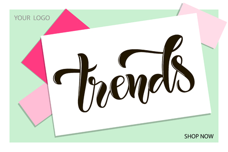 Sketched vector typography text as label online website. Promotion banner for blogger, girl clothes, souvenir, shoes, accessories internet shop. Feminine illustration, email card, marketing designのイラスト素材
